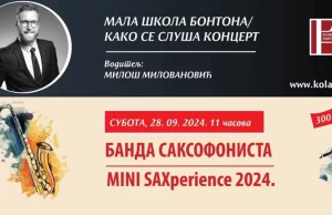 Banda saksofonista na početku sezone dečjih koncerata na Kolarcu